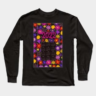 Calendar 2022 daisy chain entwined wildflowers Long Sleeve T-Shirt